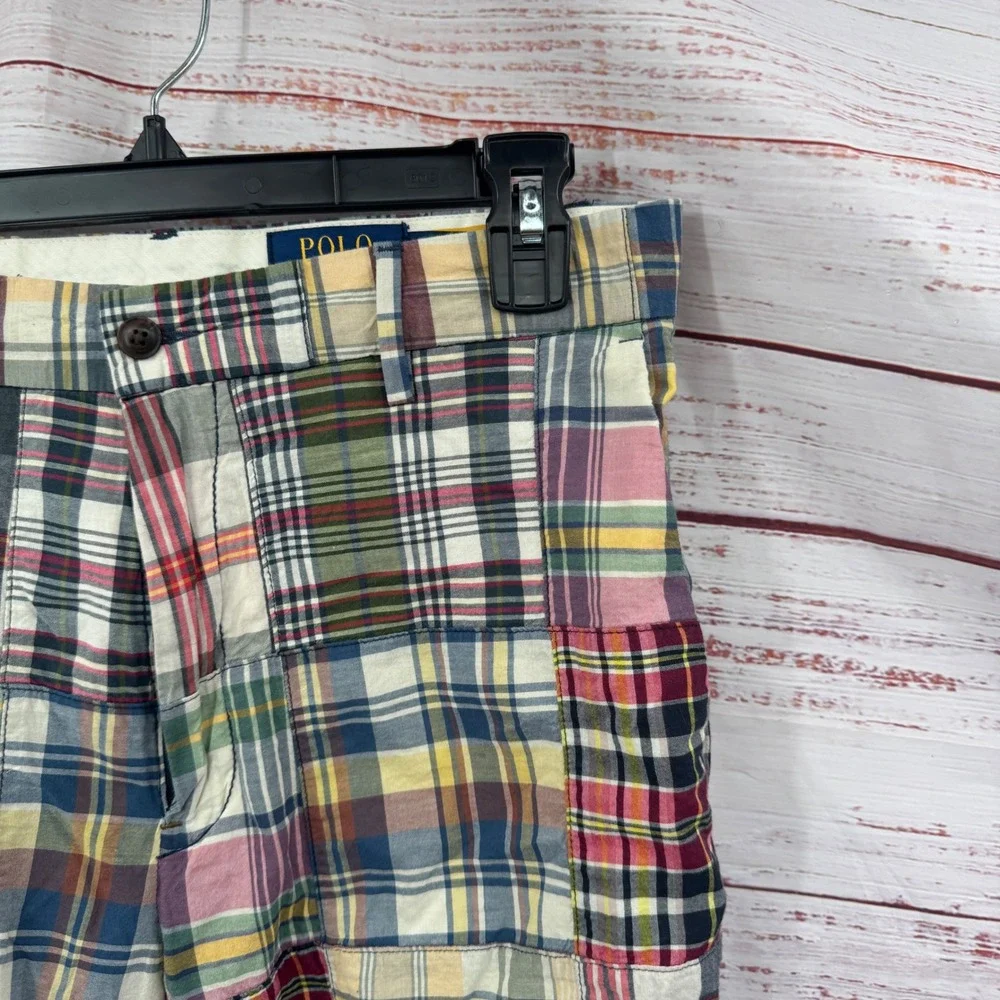 Polo Ralph Lauren Shorts Mens Size 32 Plaid Patchwork Classic Fit Casual Preppy - Picture 3 of 7